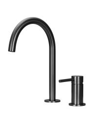 Pure.Sink Luxion 2-hole Gun metal kitchen faucet with round spout PLX2HR-61