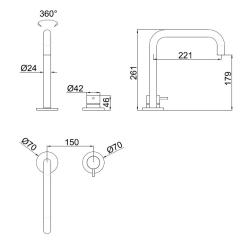 Pure.Sink Luxion 2-hole Gun metal kitchen faucet with U spout PLX2HU-61