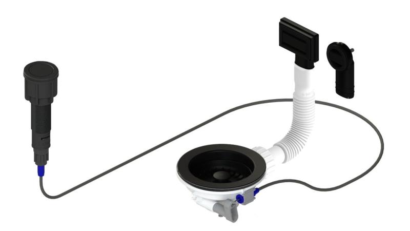 Granitemy Black Drainage Set including push-button waste with plug, plus rectangular and round overflow 1208971746