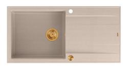 Quadri Luton beige granite built-in sink with reversible draining board 100x50cm with copper plug 1208971770