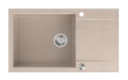 Quadri Luton beige granite large countertop sink with reversible drainer 86x50cm with stainless steel plug 1208971775