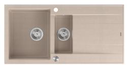 Quadri Luton pearl beige granite countertop 1.5 sink with drainer reversible 100x50cm with stainless steel plug 1208971794
