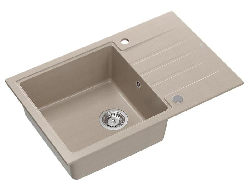 Quadri Cardigan Pearl Beige granite built-in sink with reversible drainer 78x50cm 1208971816