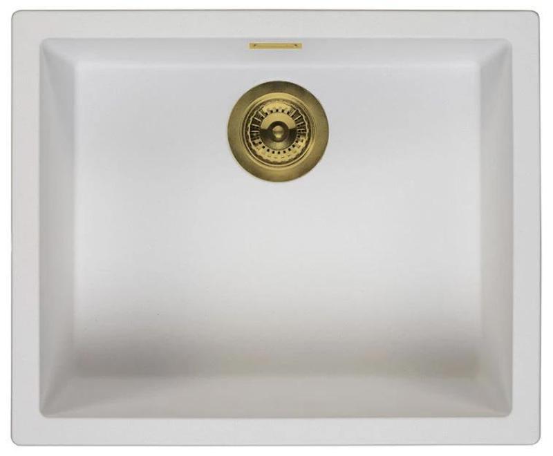 Ausmann Fibre white sink 50x40cm undermount, top mount and flush mount with automatic gold plug 1208971901