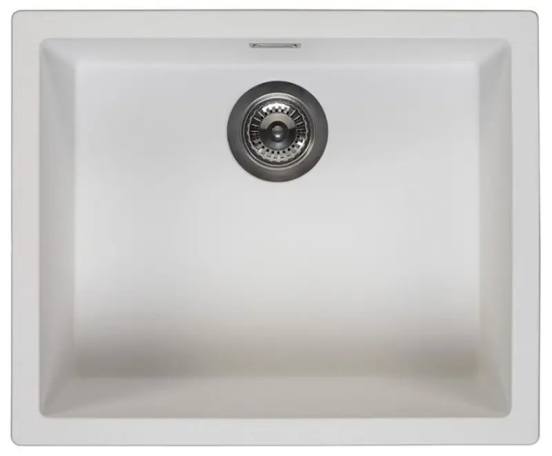 Ausmann Fibre white sink 50x40cm undermount, topmount and flush mount with automatic gun metal plug 1208971902