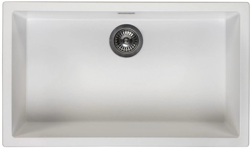 Ausmann Fibre white large sink 70x40cm undermount, topmount and flushmount with automatic stainless steel plug 1208971904