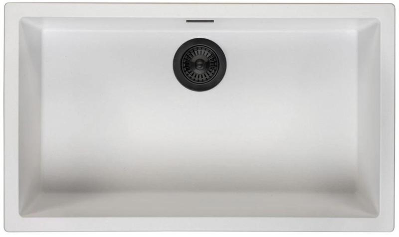 Ausmann Fiber white large sink 70x40cm undermount, topmount and flushmount with automatic black plug 1208971905