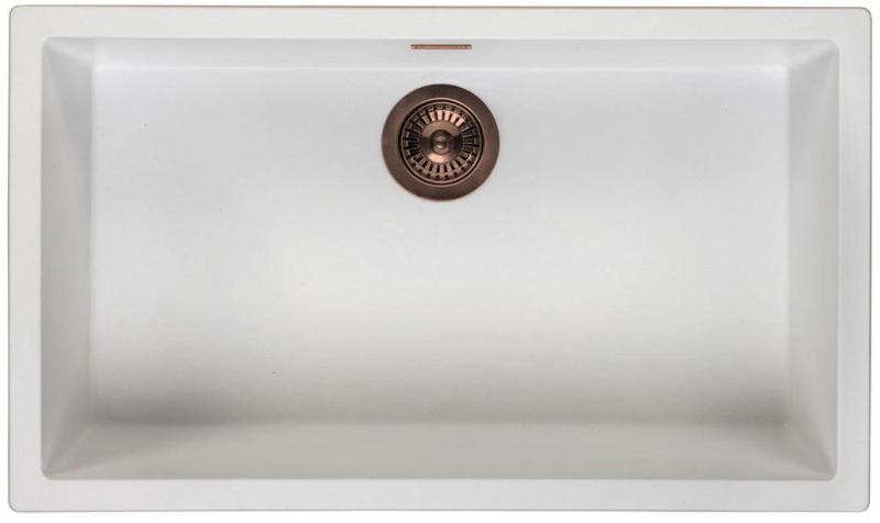 Ausmann Fiber white large sink 70x40cm undermount, topmount and flush mount with automatic copper plug 1208971906
