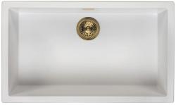Ausmann Fiber white large sink 70x40cm undermount, topmount and flushmount with automatic gold plug 1208971907
