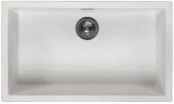 Ausmann Fiber white large sink 70x40cm undermount, topmount, and flush mount with automatic gun metal plug 1208971908