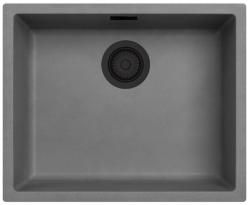 Ausmann Fibre Concrete gray sink, 50x40 cm, for undermount, top-mount, and flush-mount installation, with automatic black drain plug 1208971916