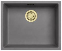 Ausmann Fiber concrete gray sink 50x40cm undermount, topmount and flushmount with automatic gold plug 1208971918