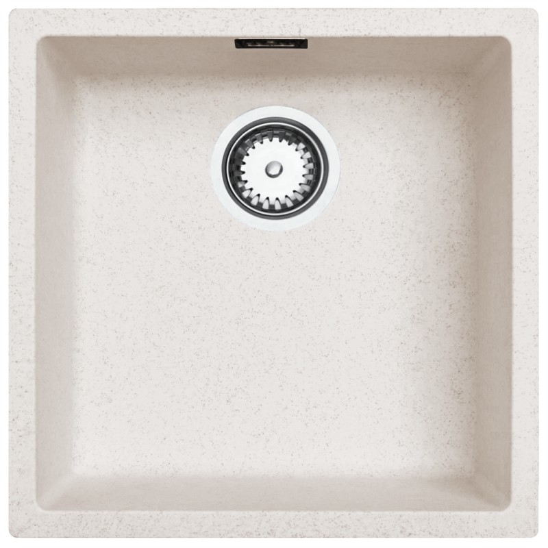 Ausmann Fibre sand white sink 40x40cm undermount, topmount and flush mount with automatic stainless steel plug 1208971925