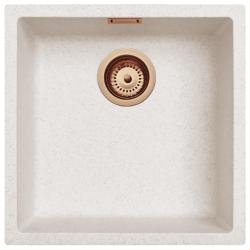 Ausmann Fibre sand white sink 40x40cm undermount, top mount and flush mount with automatic copper plug 1208971927