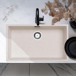 Ausmann Fibre white sand large sink 70x40cm undermount, topmount and flushmount with automatic stainless steel plug 1208971935