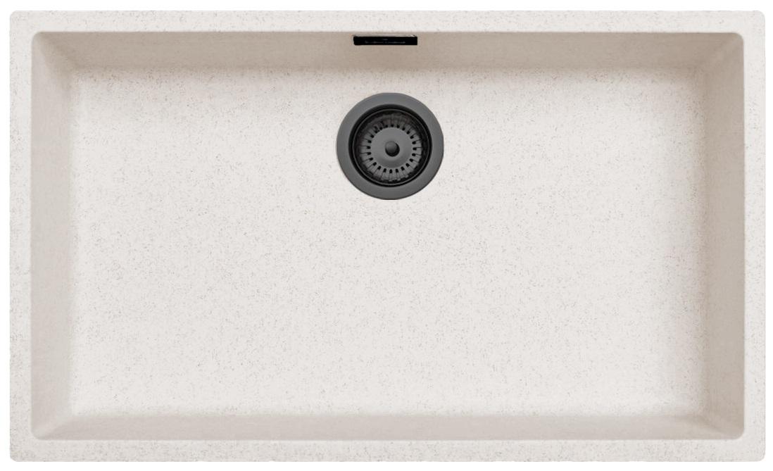 Ausmann Fibre sand white large sink 70x40cm undermount, topmount and flush mount with automatic gun metal plug 1208971939