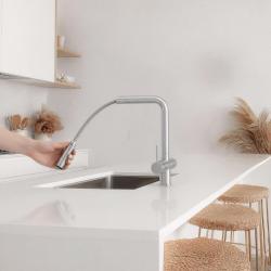 Pure.Sink Elite Steel Clear-S Stainless Steel 3-way Kitchen Tap with Retractable Spout and Filtered Water PS8120-02
