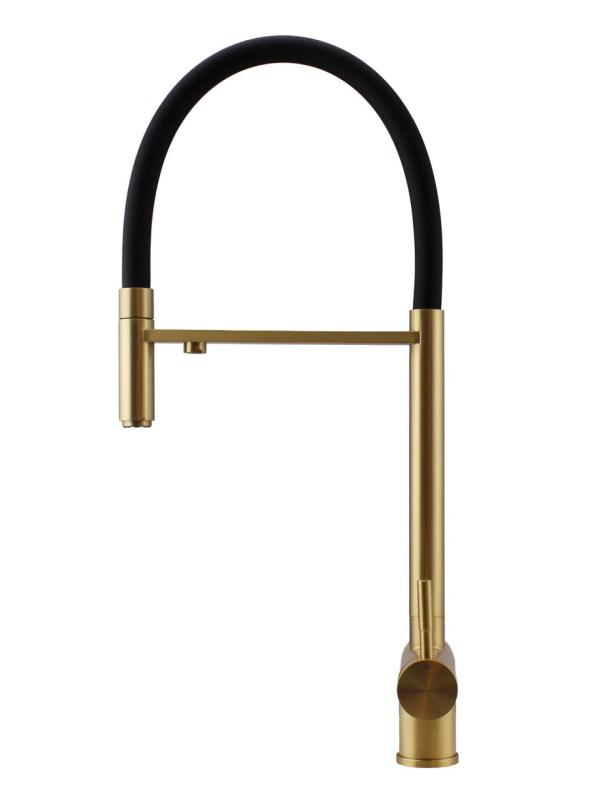 Pure.Sink Elite Steel Flex 3-way PVD brushed gold kitchen faucet with flexible spout and Filtered Water PS8110-60