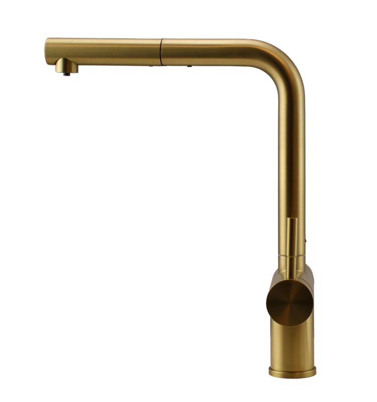 Pure.Sink Elite Steel Clear-S PVD brushed gold 3-way Kitchen Faucet with Pull-out Spout and Filtered Water PS8120-60