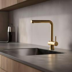 Pure.Sink Elite Steel Pulse-S kitchen tap PVD brushed gold with pull-out spout and spray mode PS8500-60