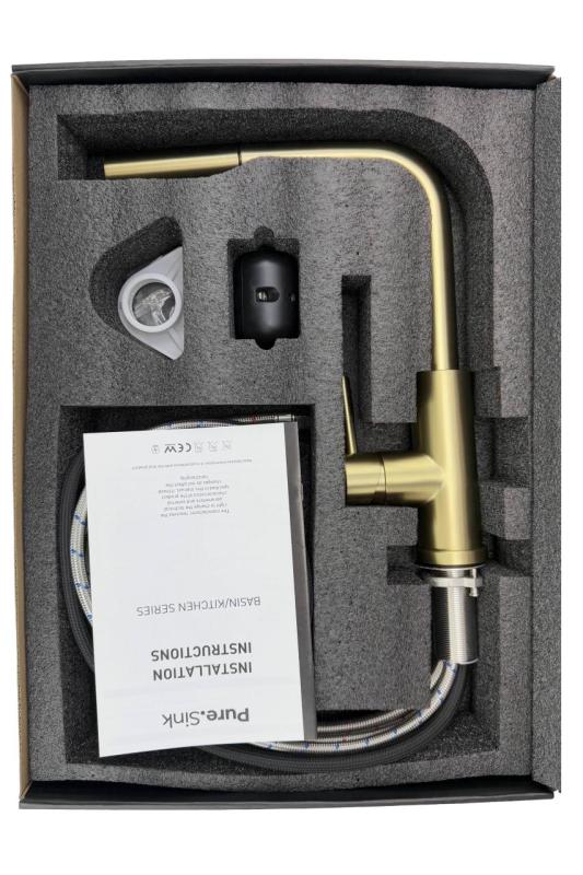 Pure.Sink Elite Steel Pulse-S kitchen faucet PVD gun metal with pull-out spout and spray mode PS8500-61