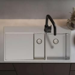 Pure.Sink Exclusivo Stainless steel 1.5 sink with drainer 100x52 cm Tapwing right PEX3418100RT-02