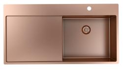 Pure.Sink Exclusivo Copper sink with draining board 100x52 cm Tapwing right PEX47100RT-62