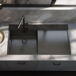 Pure.Sink Exclusivo Gun metal sink with drainer 100x52 cm Tapwing left PEX47100LT-61