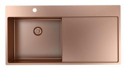 Pure.Sink Exclusivo Copper sink with drainer 100x52 cm Left-hand tap wing PEX47100LT-62