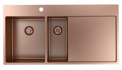 Pure.Sink Exclusivo Copper 1.5 sink with draining board 100x52 cm Tapwing left PEX3418100LT-62