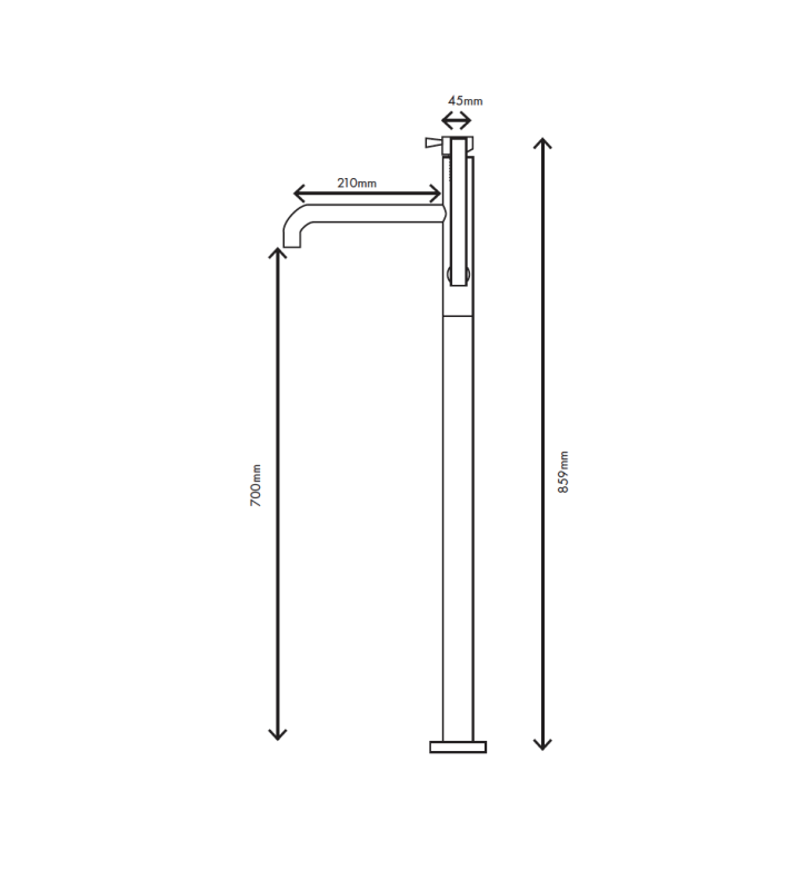 MURO TUA freestanding bath faucet with hand shower chrome M1.CA1.CR