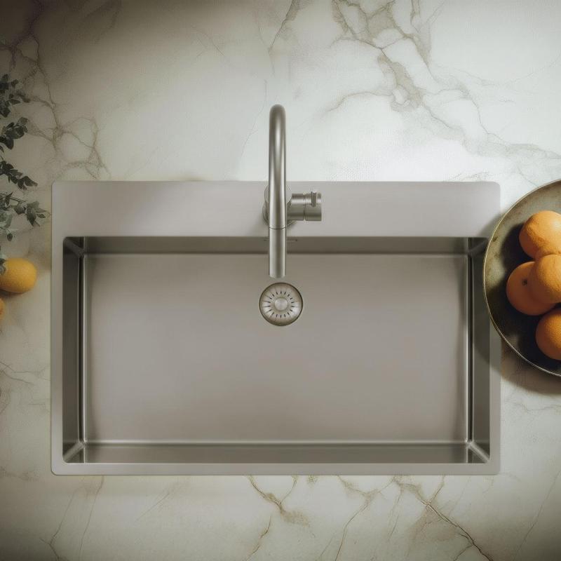 Pure.Sink Exclusivo Stainless steel large sink 75x40cm Tapwing with tap hole PEX7540T-02