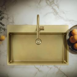 Pure.Sink Exclusivo Golden Large Sink 75x40cm Tapwing with Tap Hole PEX7540T-60
