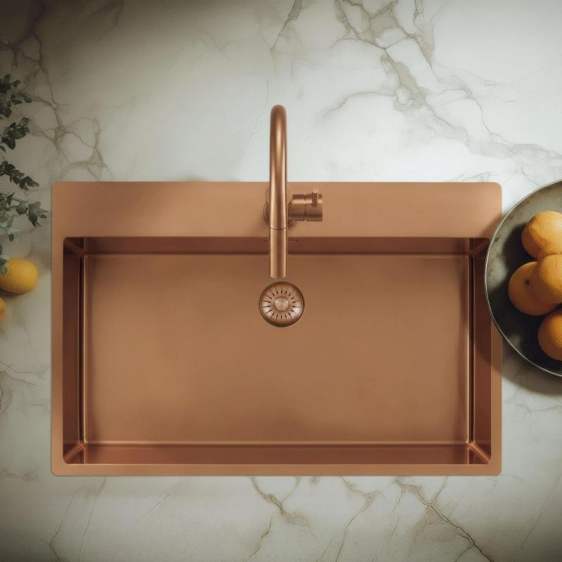 Pure.Sink Exclusivo Large Copper Sink 75x40cm Tapwing with Tap Hole PEX7540T-62
