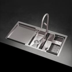OUTLET Ausmann Oder Blue 1.5 stainless steel sink 100x51cm flush-mounted and inset with drainer 1208957127