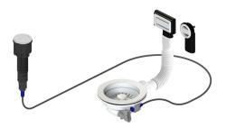 Pure.Sink Universal Matt White Drain Set including push-button waste with plug, plus rectangular and round overflow WSTAUT-32