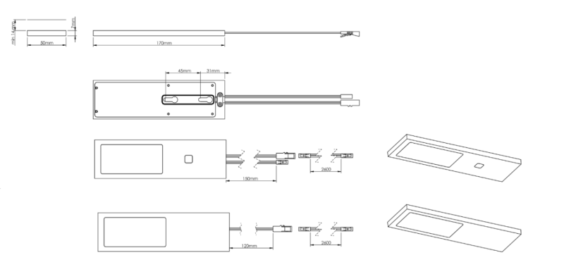 Indux Solin Kitchen Surface Mount Multi Tone LED Set 2 Spotlights x 3.6 W Gun Metal 1208972352