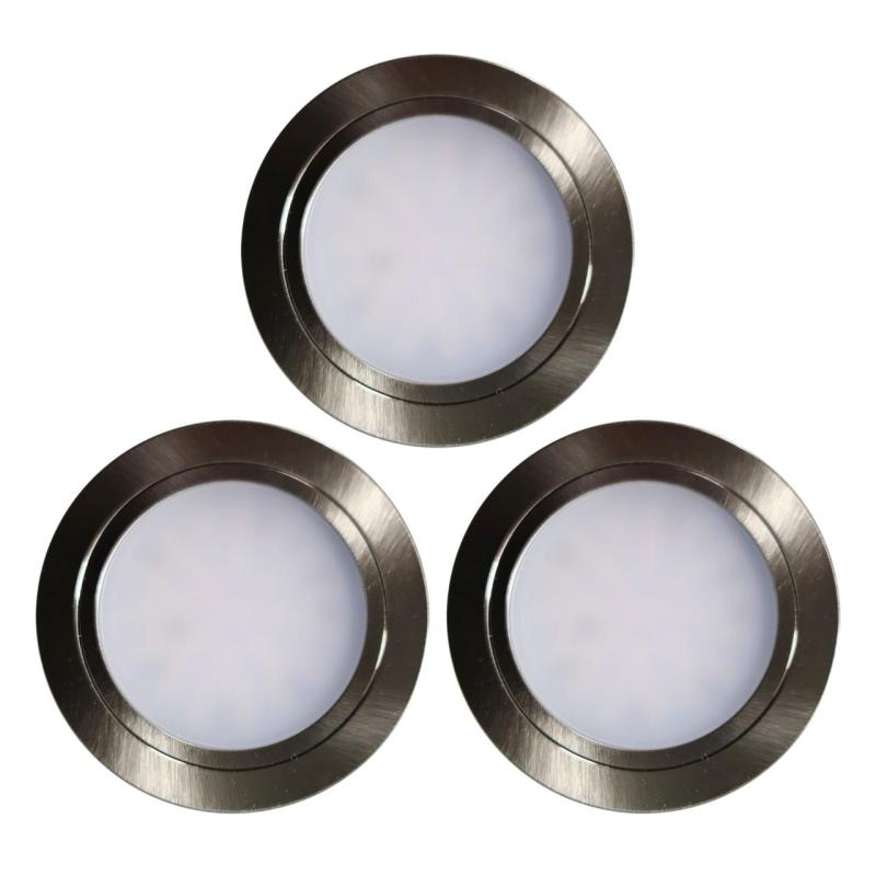Indux Luma Small built-in kitchen LED spotlight set, 3 spotlights with LED driver, stainless steel look 1208972372