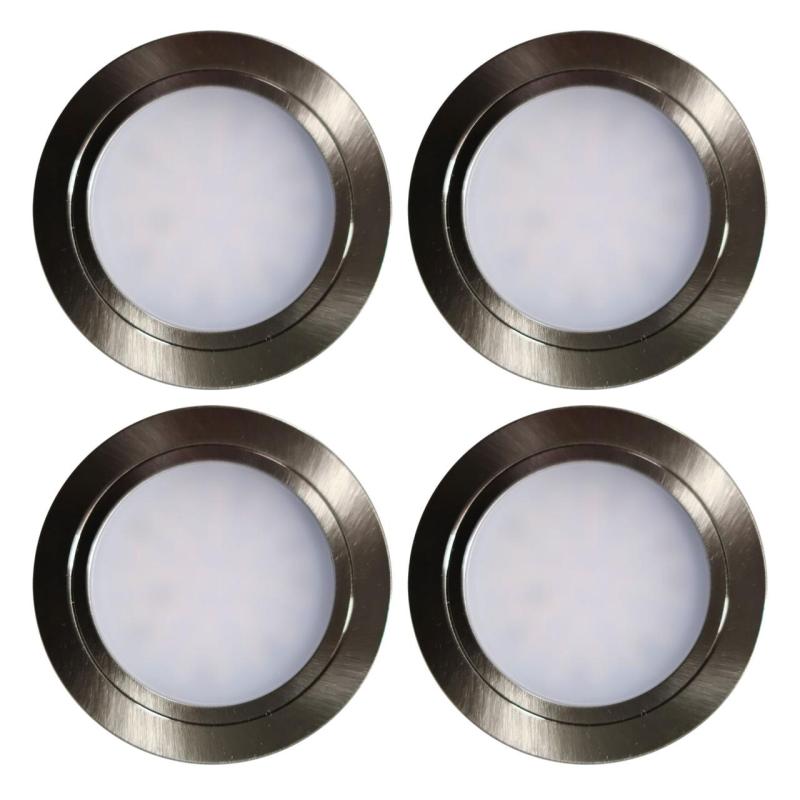 Indux Luma Small built-in kitchen LED spotlight set, 4 spotlights with LED driver, stainless steel look 1208972373