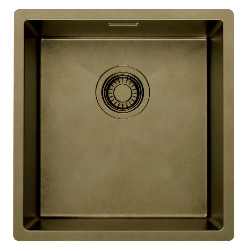 Pure.Sink Luxion PVD Antique Bronze sink 36x40 cm undermount, flush mount, and top mount with bottom rack PLX3640-64