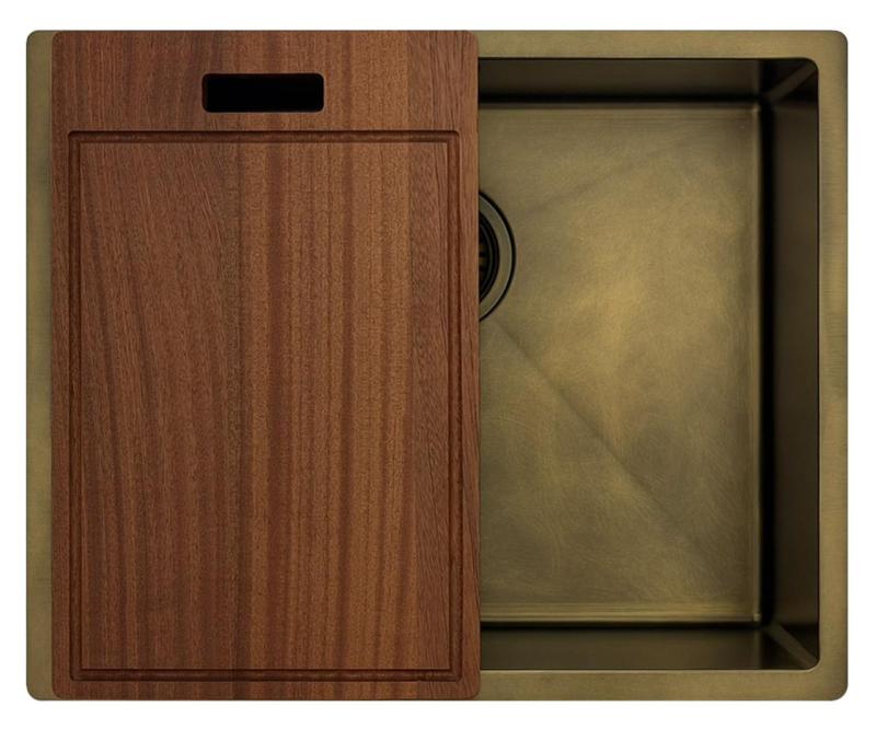 Pure.Sink Luxion PVD Antique Bronze sink 50x40 cm undermount, flush mount, and top mount with bottom rack PLX5040-64