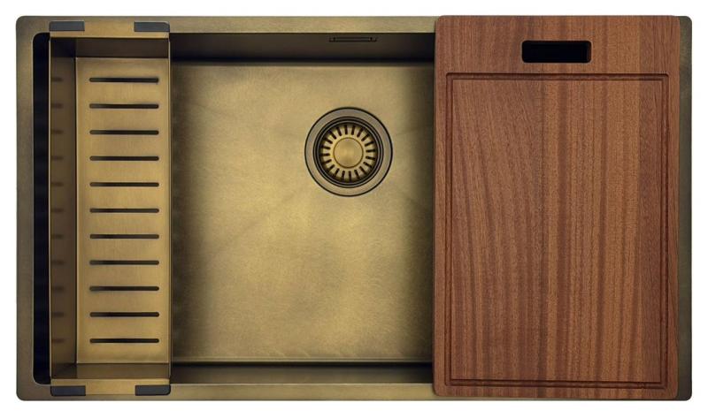 Pure.Sink Luxion Large PVD Antique Bronze sink 74x40 cm undermount, flush mount, and top mount with bottom rack PLX7440-64