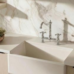 Aquanello Heritage Ascot Classic Kitchen Nostalgic Bridge Kitchen Faucet, Chrome with Cross Handles CR-0011-HA