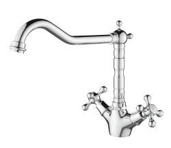 Aquanello Heritage Ascot Classic Kitchen Nostalgic Kitchen Faucet, Chrome with Angled Spout CR-4002-HA