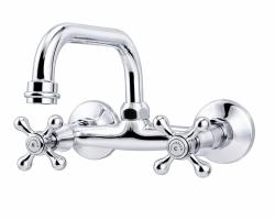 Aquanello Heritage Ascot Classic Kitchen Wall-Mounted Faucet with Top Spout, Chrome CR-4110-HA