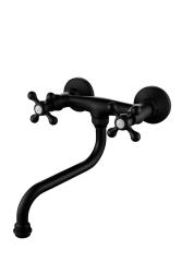 Aquanello Heritage Ascot Classic Kitchen Wall Faucet Black BL-4111-HA
