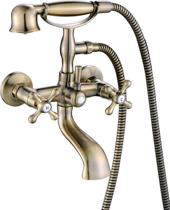 Aquanello Heritage Ascot Classic Surface-Mounted Bath Mixer with Star Knobs Bronze including Hand Shower BN-3002-HA