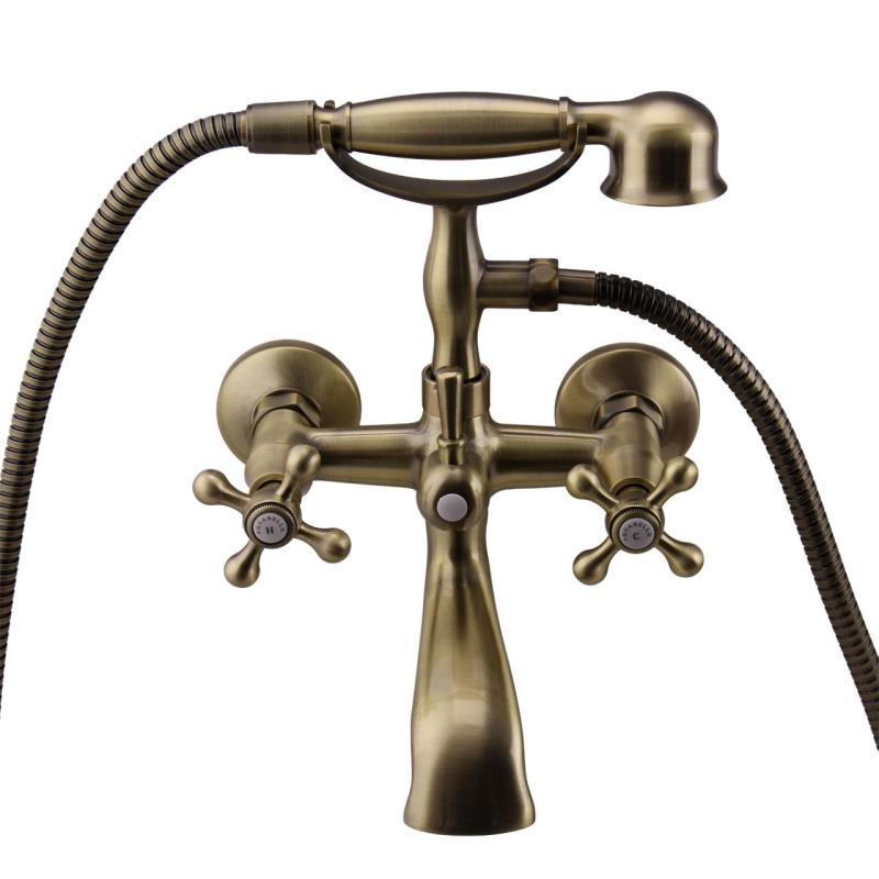 Aquanello Heritage Ascot Classic Surface-Mounted Bath Mixer with Star Knobs Bronze including Hand Shower BN-3002-HA