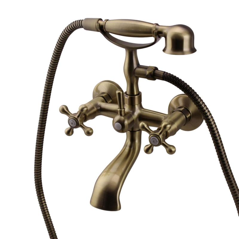 Aquanello Heritage Ascot Classic Surface-Mounted Bath Mixer with Star Knobs Bronze including Hand Shower BN-3002-HA