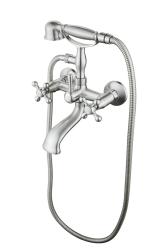 Aquanello Heritage Ascot Classic Surface-Mount Bath Faucet with Star Knobs Chrome including Hand Shower CR-3002-HA